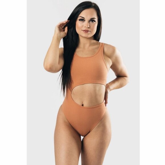 Alphalete Monarch Collection Women's Cut Out Sandstone Bodysuit Size S - Picture 1 of 9